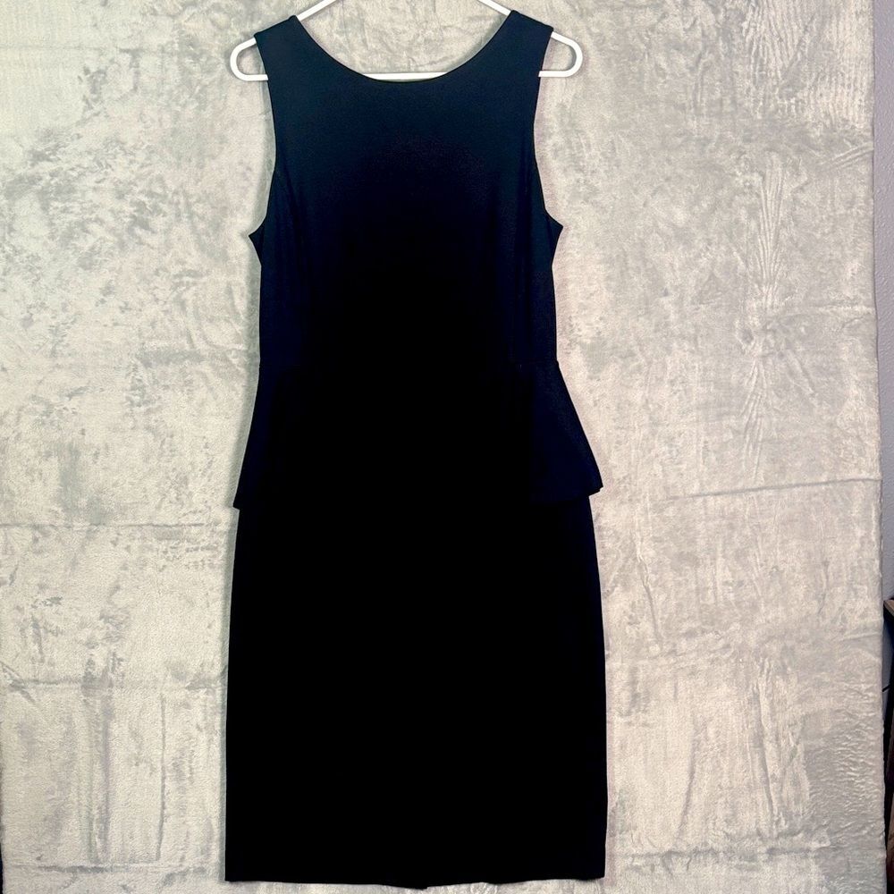 Banana Republic Black Sleeveless Fitted Crew Neck ZipBack Overskirt Dress Size 6